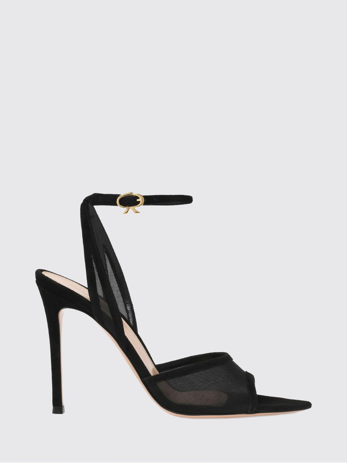 Gianvito Rossi Suede Mesh Pointed Toe Pumps T.085 In Black