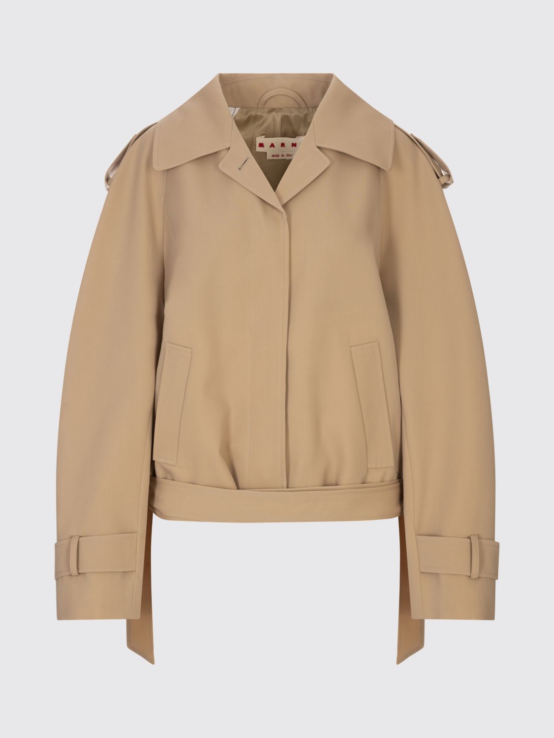 Marni Symbol Short Trench Coat In Neutral