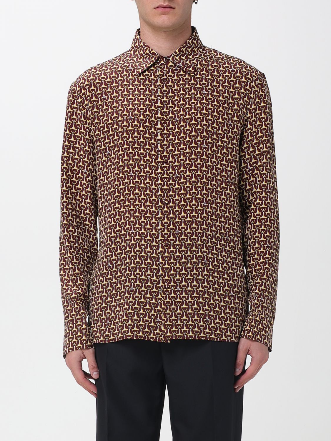 GUCCI Camicia in seta con stampa Horsebit