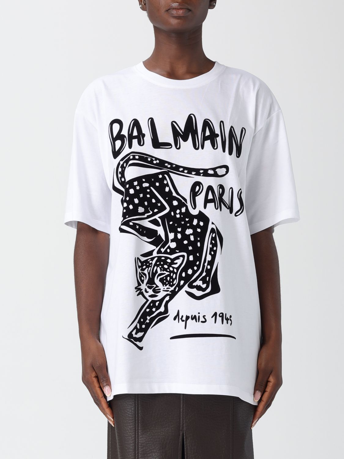 Balmain Short Sleeve Crew Neck Graphic T-shirt In Multi