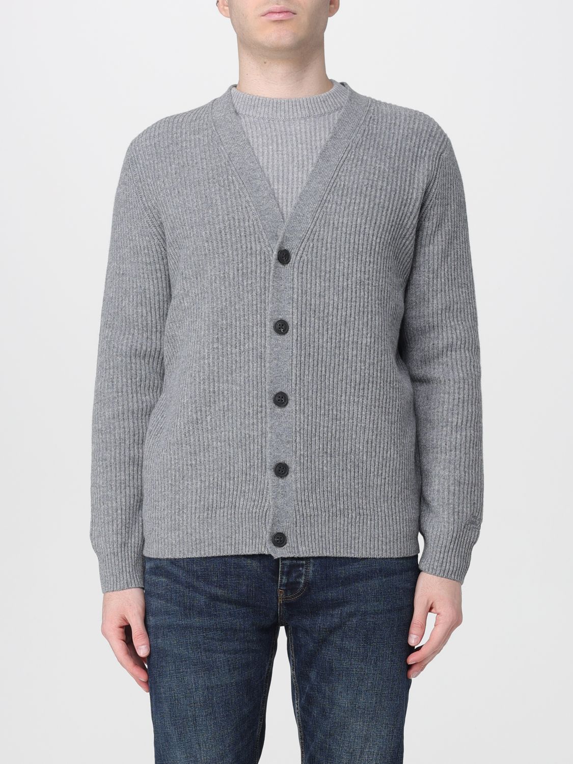 Mc2 Saint Barth Herrison Ribbed Cardigan In Gray