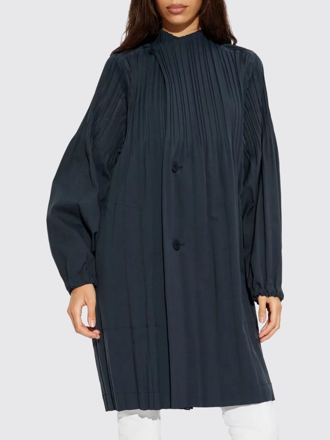 Issey Miyake Coat Pleats Please  Woman Color Black In Blue