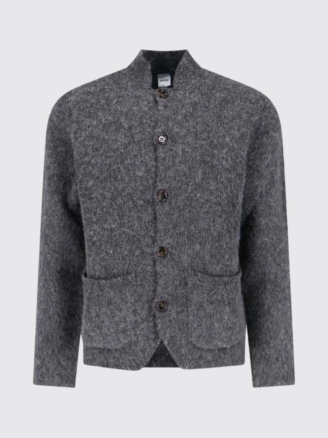 Aspesi Button-up Knit Sweater In Gray