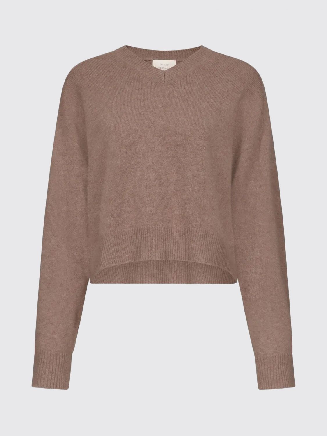 Loulou De Saison Anzor Lds V-neck Ribbed-detail Sweater In Brown