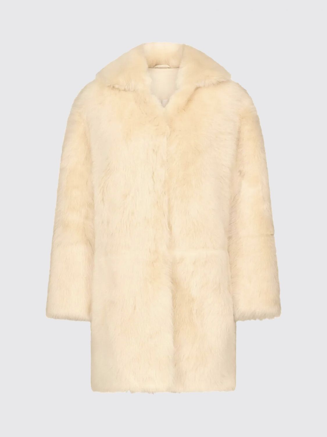 Loulou De Saison Ruben Spread-collar Lamb-fur Coat In Yellow