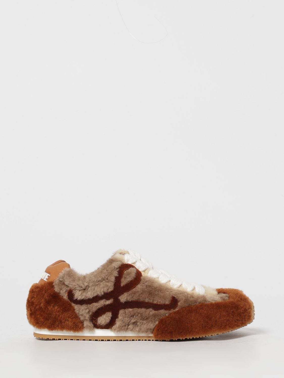 Loewe Ballet Runner 2.0 Leather-trimmed Shearling Sneakers In Brown
