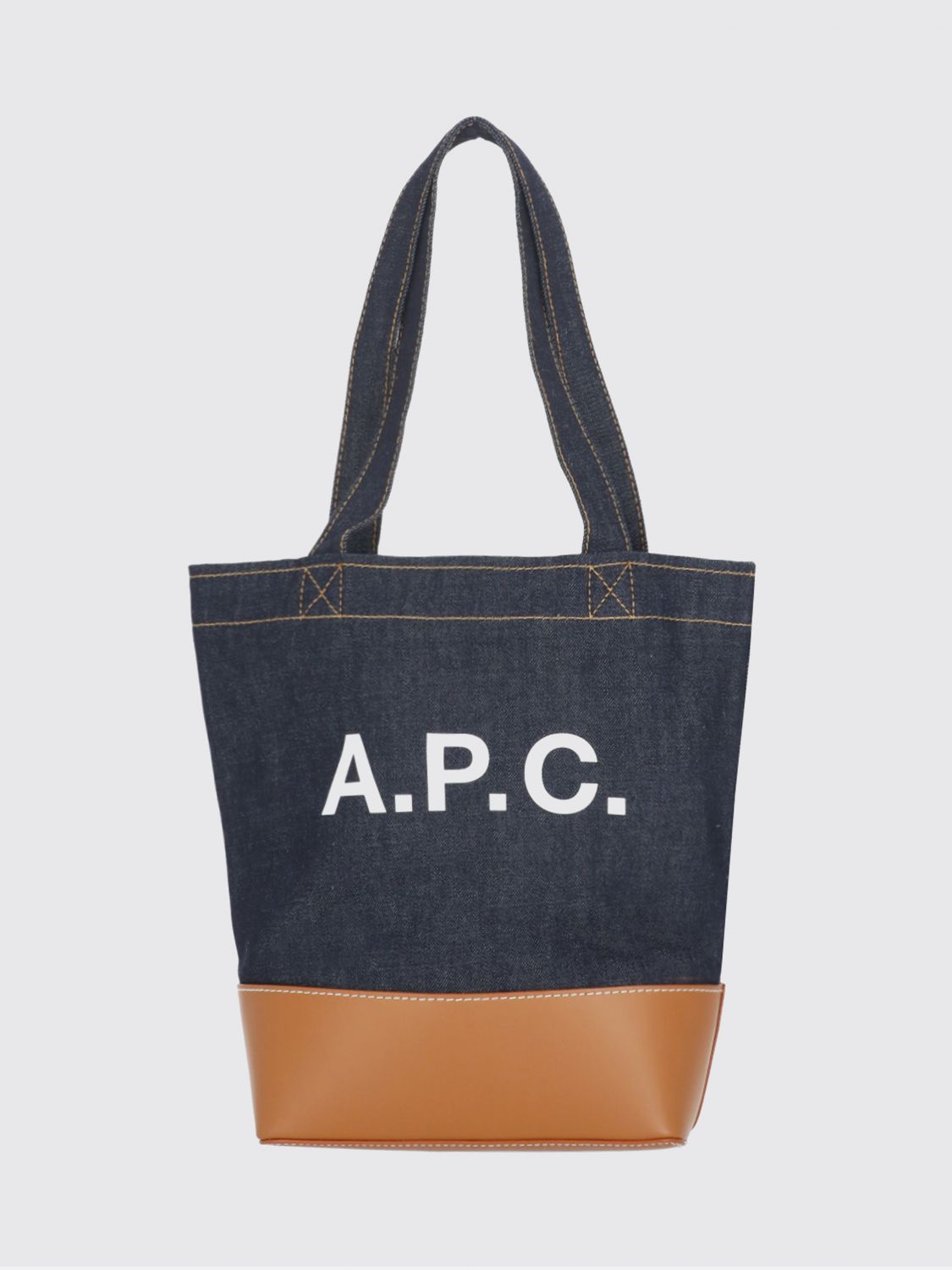 Apc A.p.c. Axel Small Denim Tote Bag In Blue
