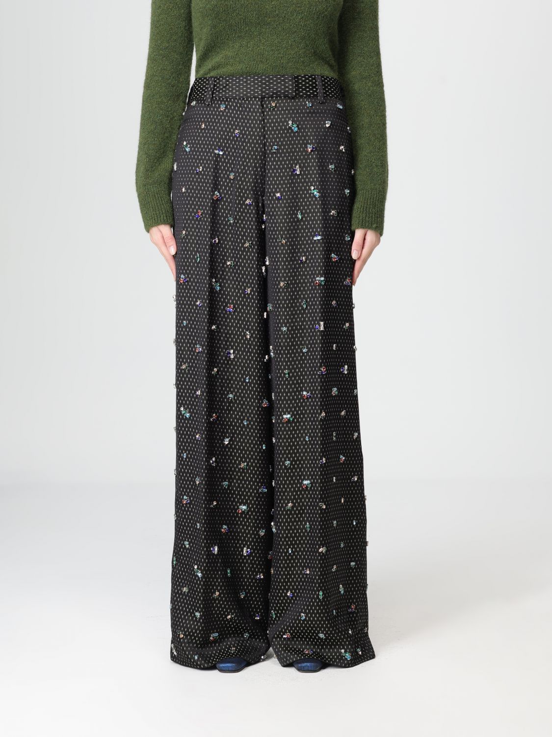 Dries Van Noten Chic Wide Leg Trousers Featuring Pockets In Black