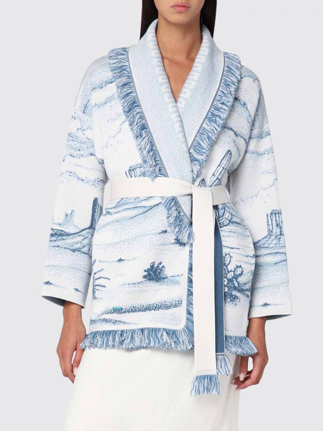 Alanui Deep In The Ocean Cardigan Mit Fransen In Blue