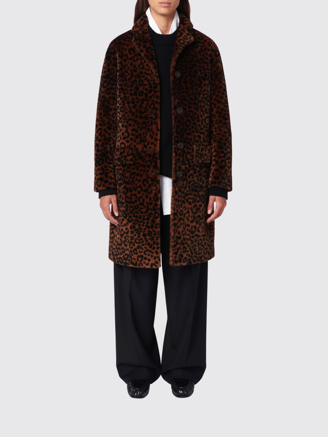 Salvatore Santoro Animal-print Leather Coat In Brown