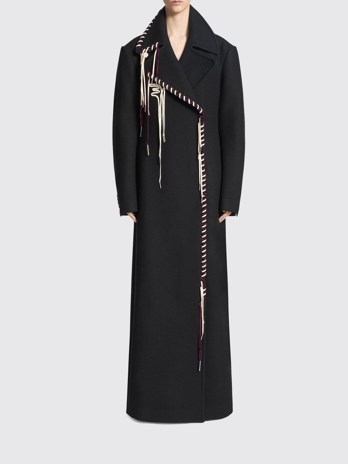 Dries Van Noten Cappotto In Misto Lana Nera  Donna In Black