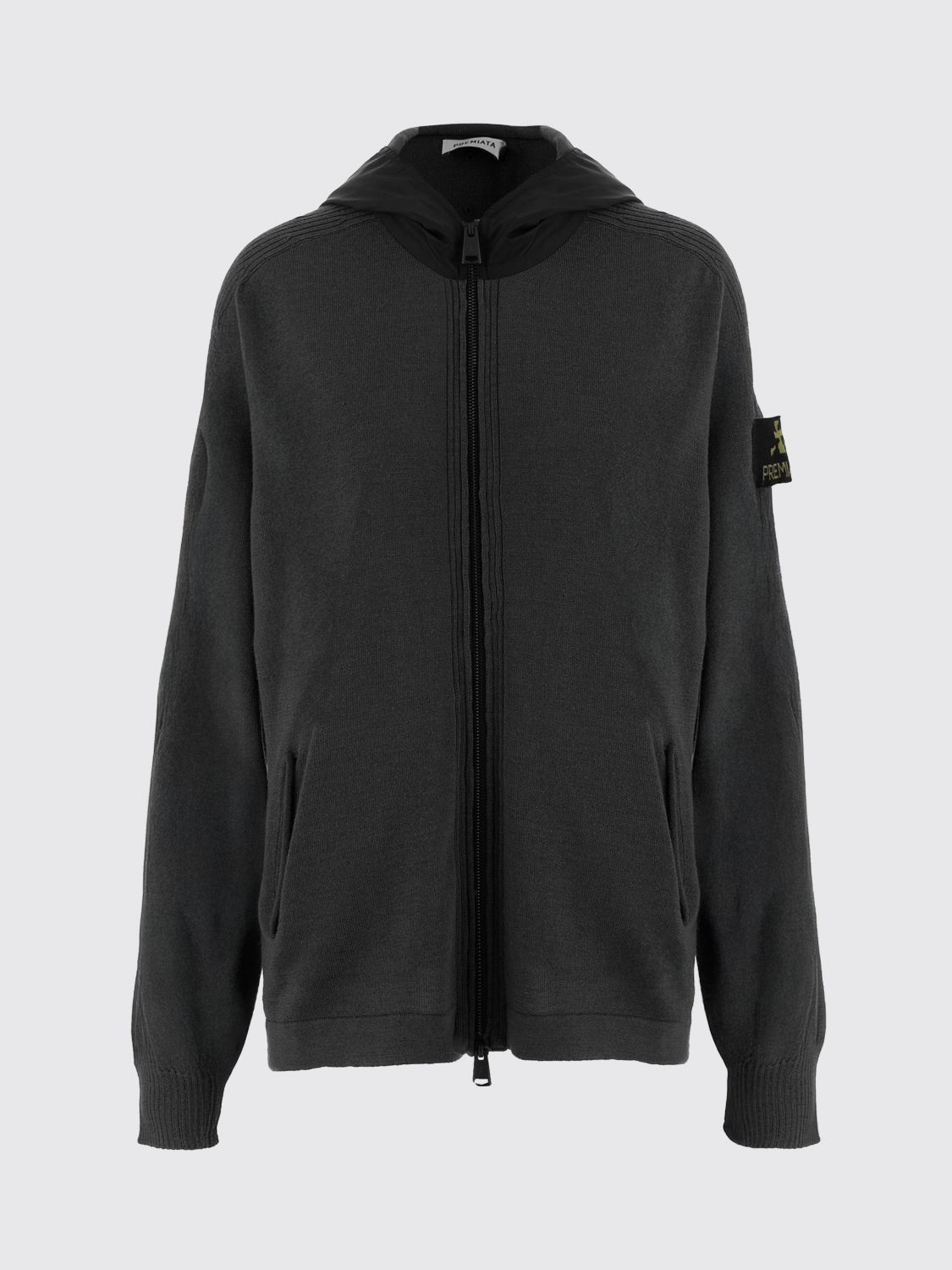Premiata Merino Wool Zip-up Sweatshirt In Black