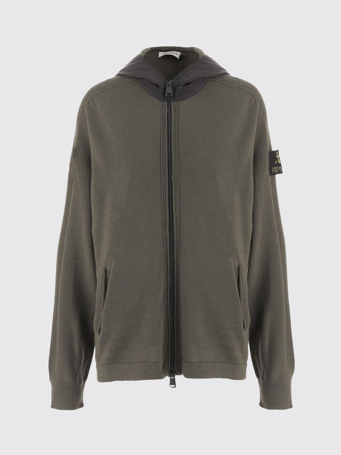 Premiata Merino Wool Zip-up Sweatshirt In Green