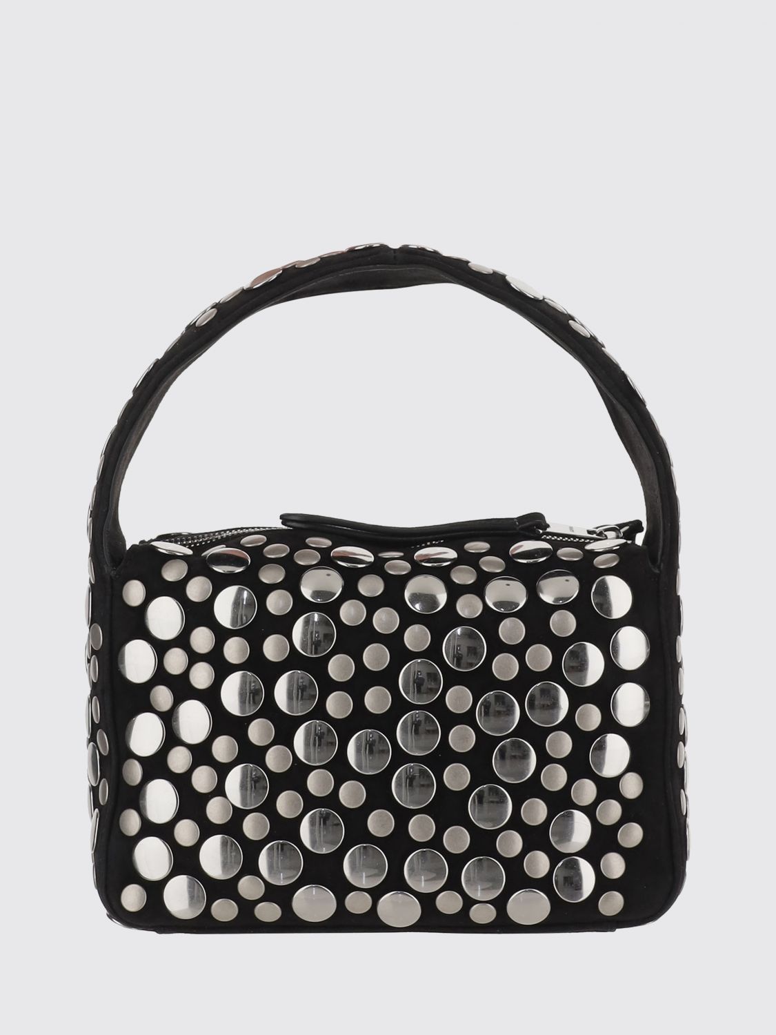 Khaite Small Elena Studded Suede Top Handle Bag In Black