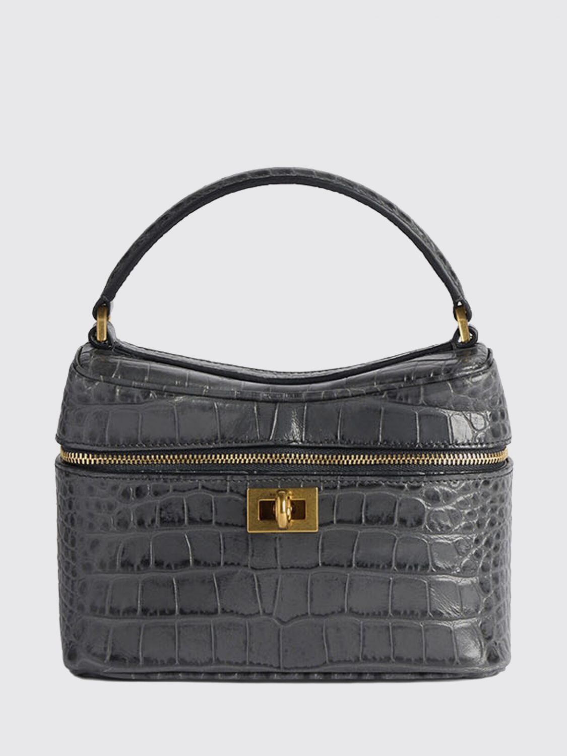 Balenciaga Rodeo Croc-embossed Leather Vanity Crossbody Bag In Gray