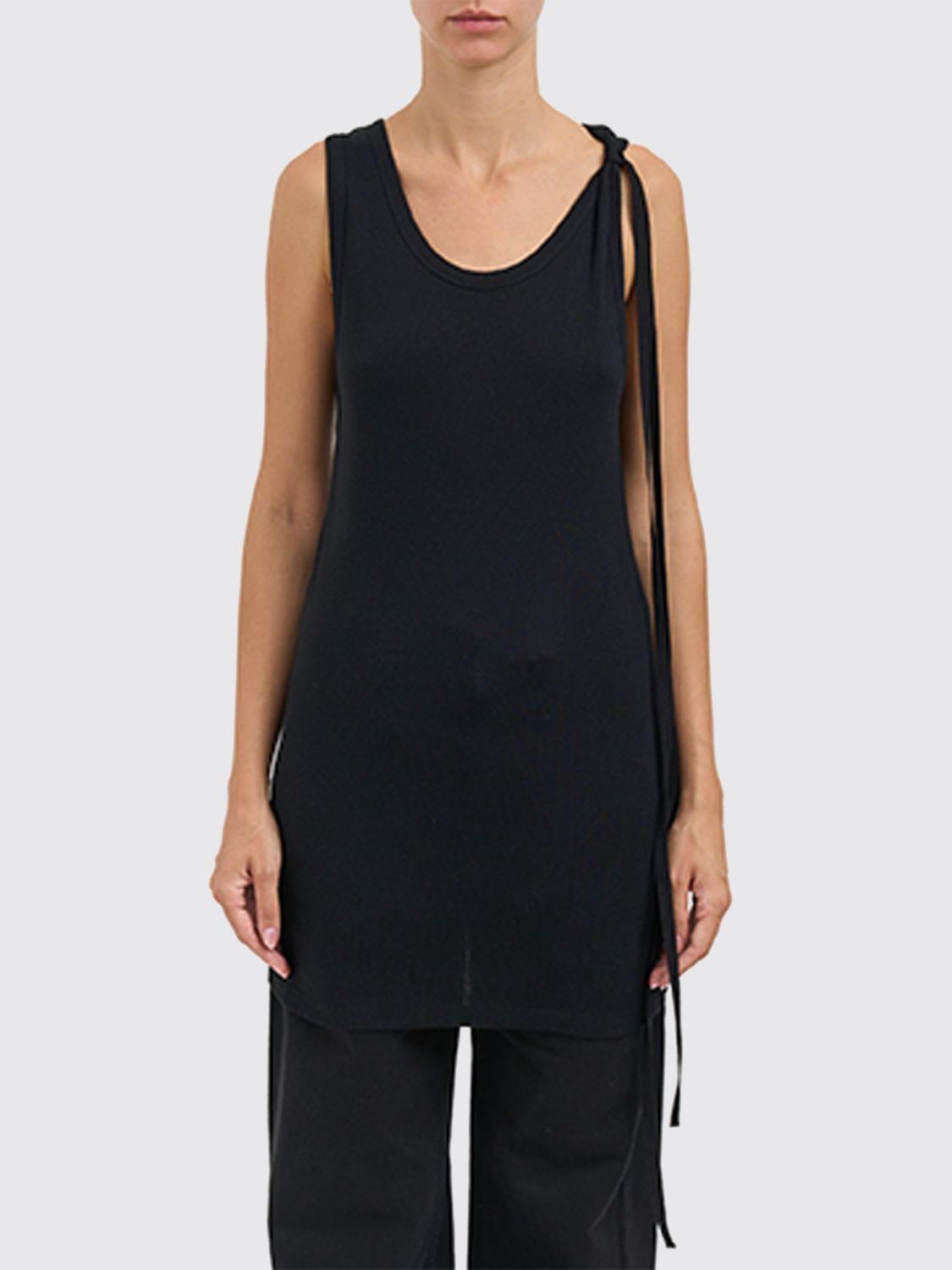 Ann Demeulemeester Cotton Sleevess Top In Black