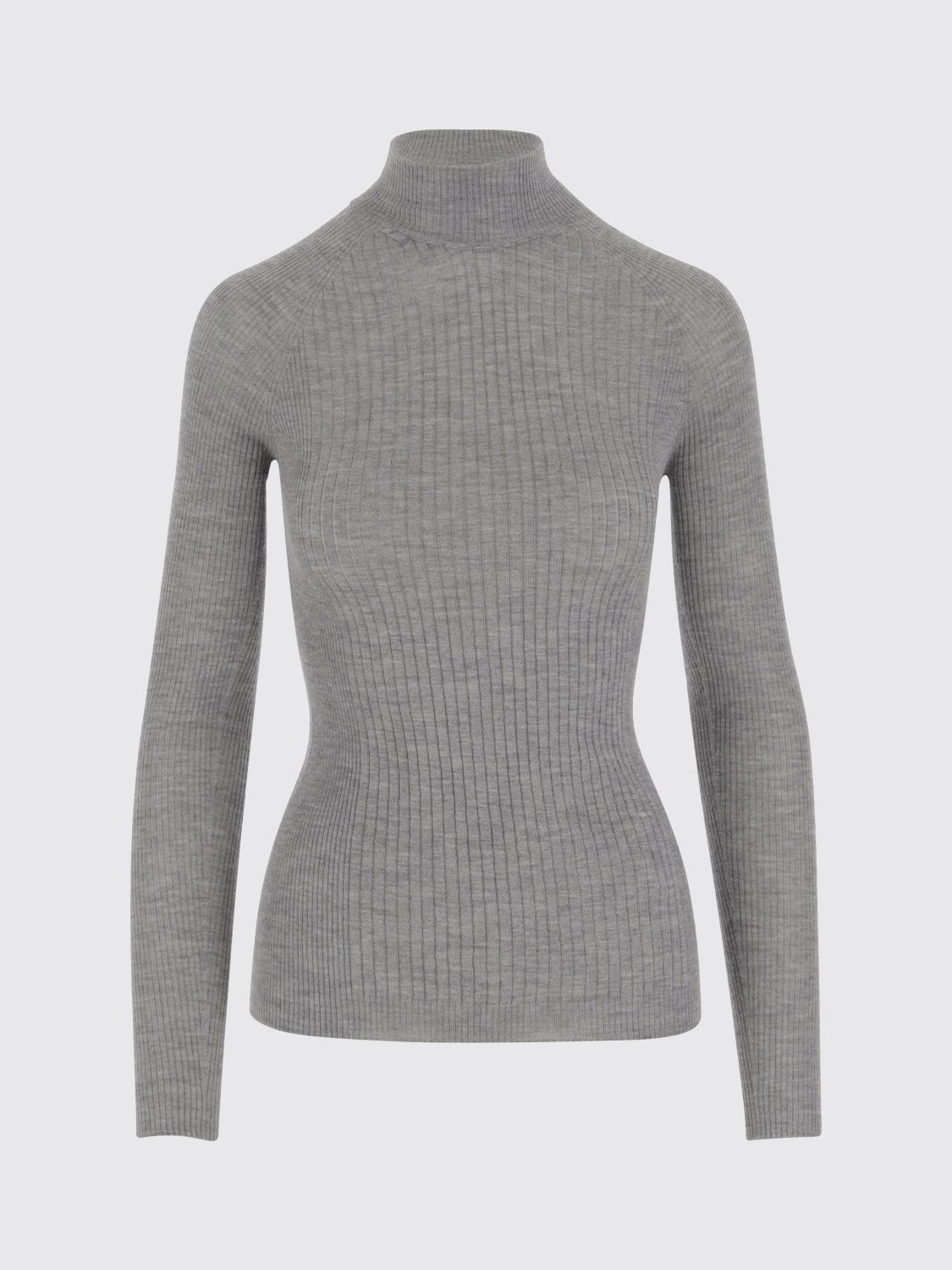 Sa Su Phi Long Sleeve Mock Neck Knitwear Top In Gray