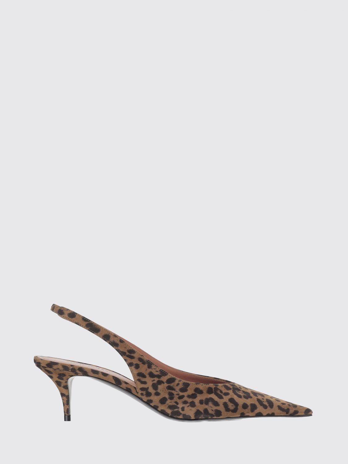 Amina Muaddi Stylish Animal Print Kitten Heel Pumps In Brown