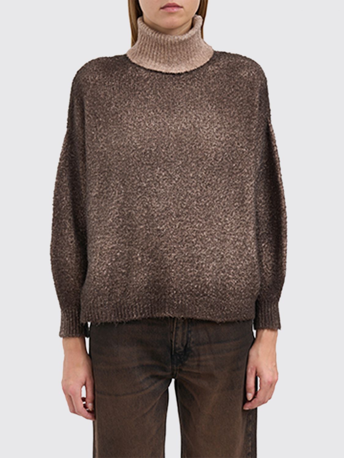 Avant Toi High Neck Sweater In Brown