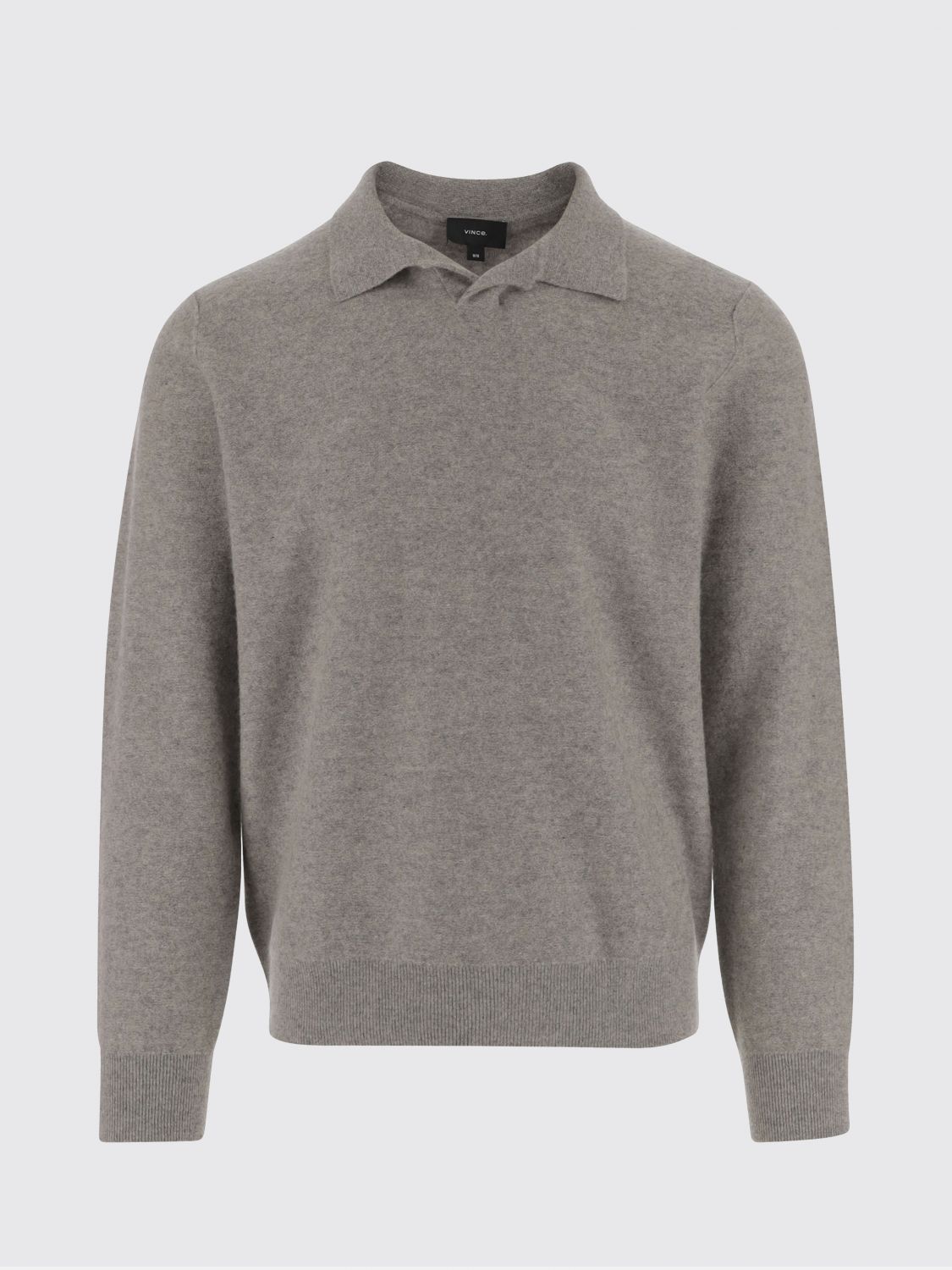 Vince Boiled Cashmere Johnny Collar Sweater H Mouse In Gray