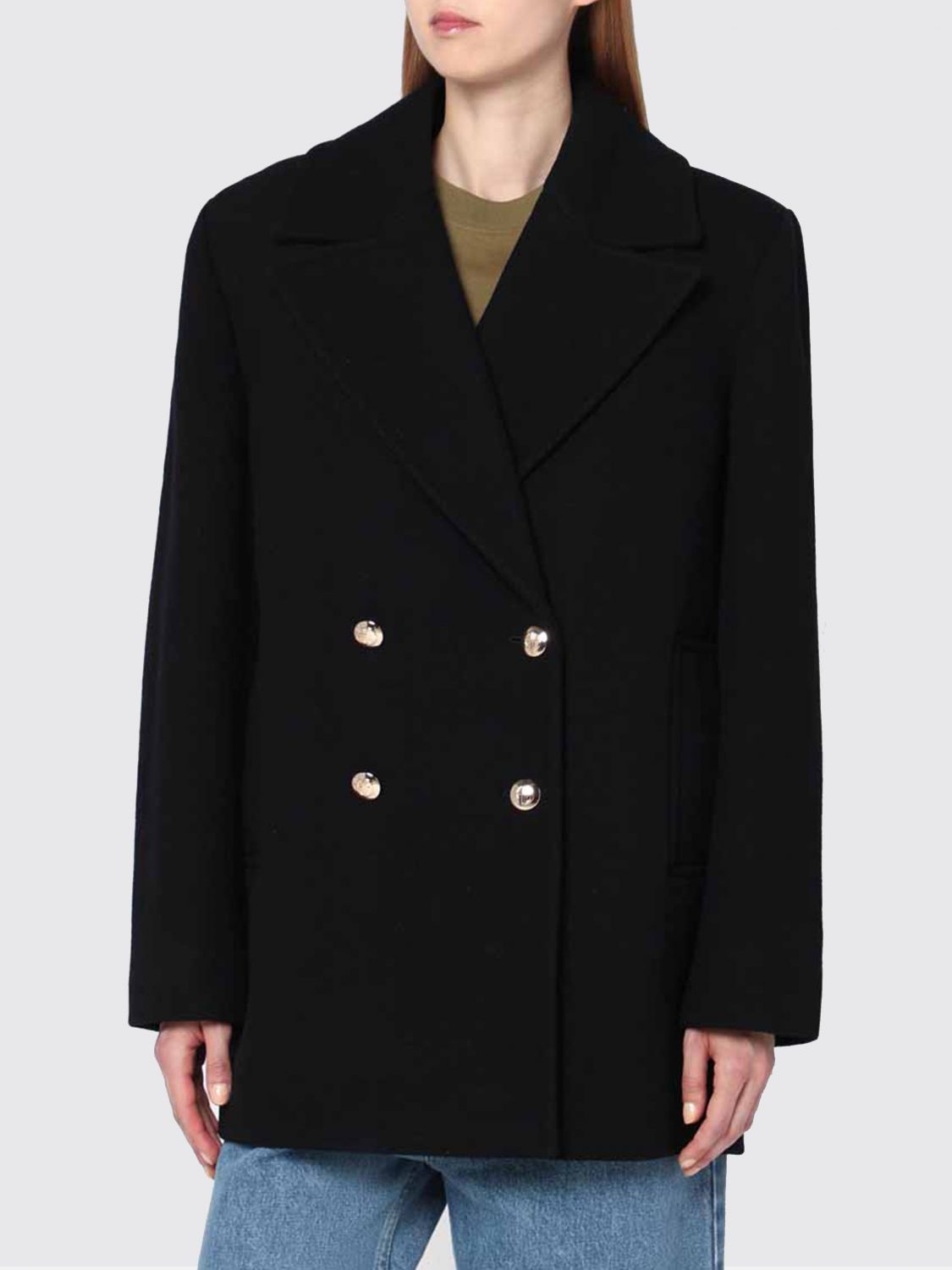 Anine Bing Glenn Double-breasted Coat In Black