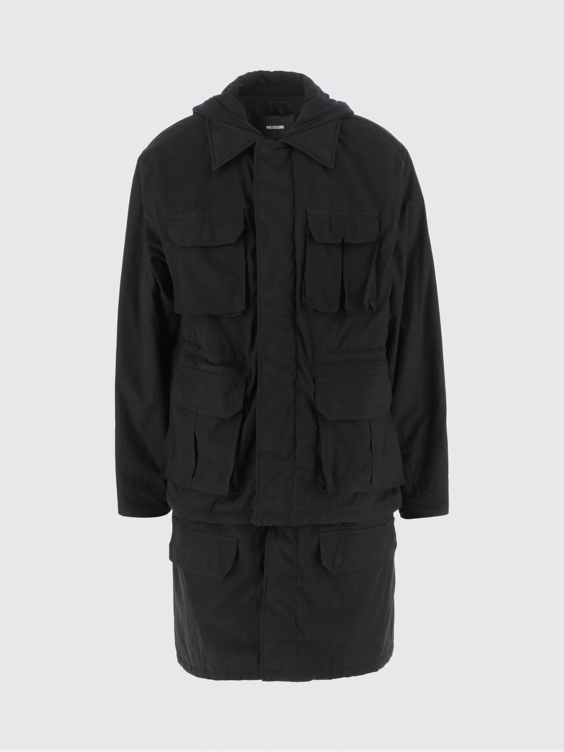 We11 Done Padded Utility Jacket With Hood In Black