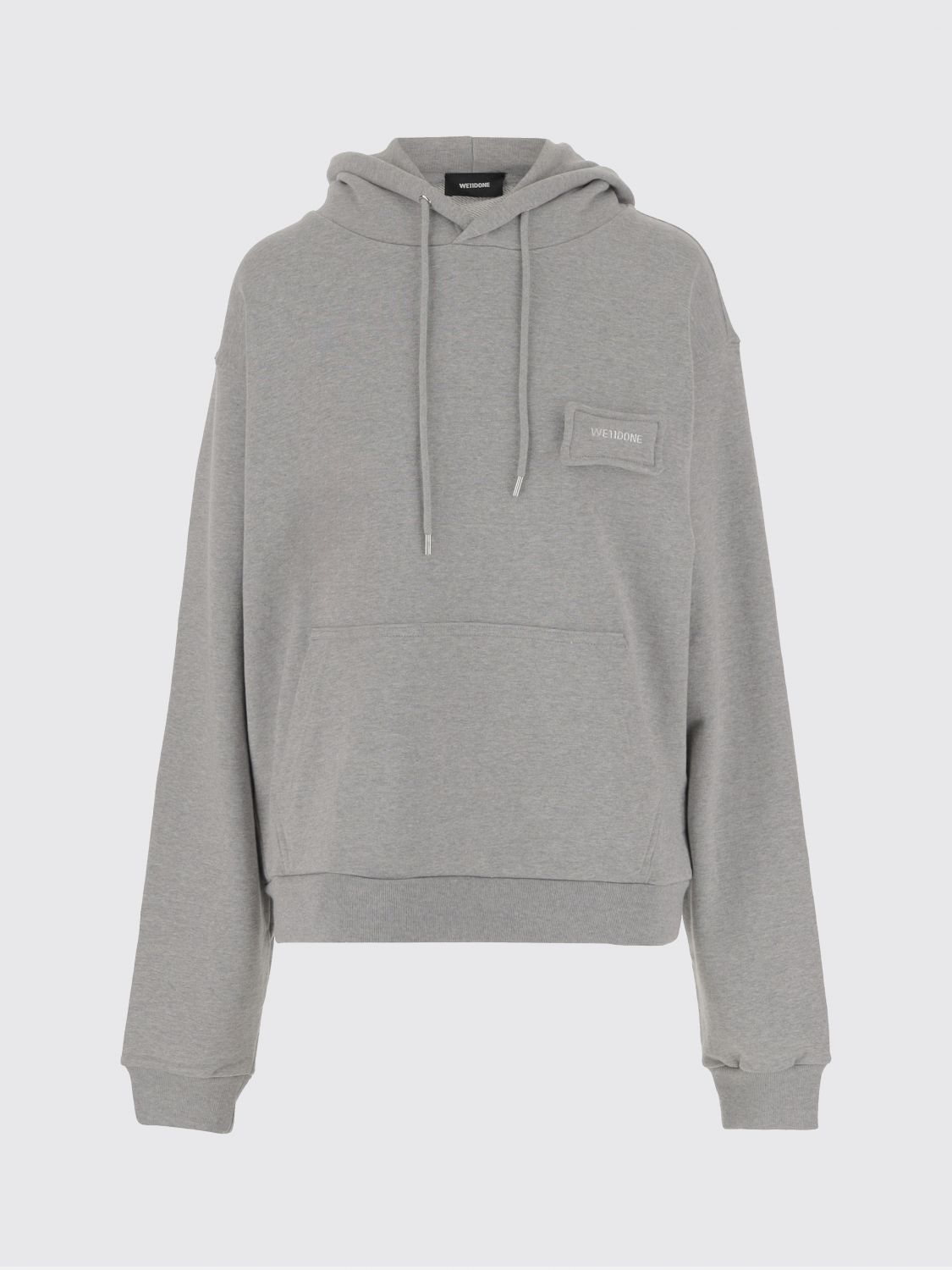We11 Done Grey Long Sleeves Logo Hoodie In Gray