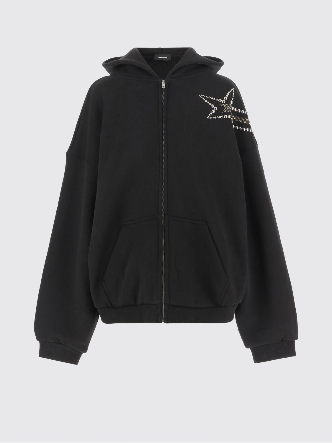 We11 Done Black Meteor Zip-up Hoodie In Black