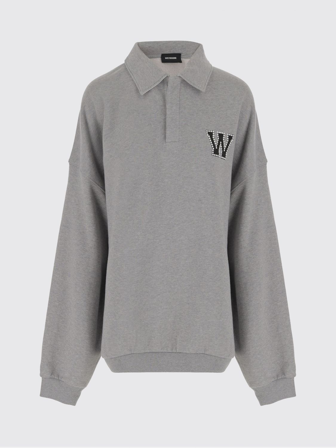 We11 Done Gray Pearl Logo Polo In Gray