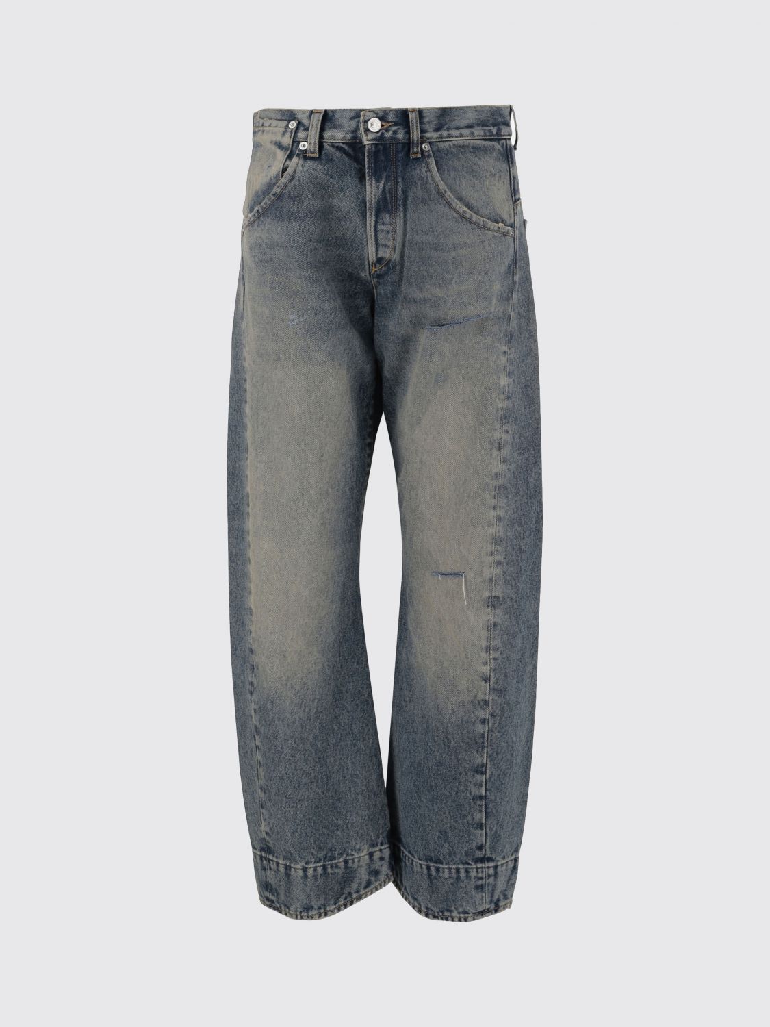 Armarium Washed Denim Jeans With Classic Five-pocket Design In Blue
