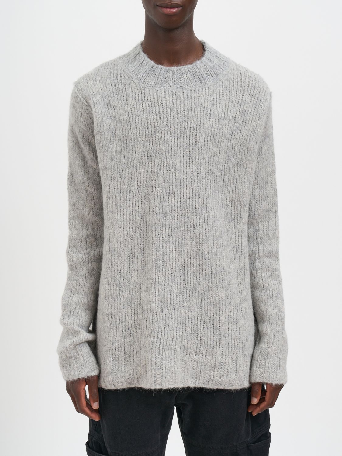 Andrea Ya'aqov Alpaca Crew Neck Sweater In Gray