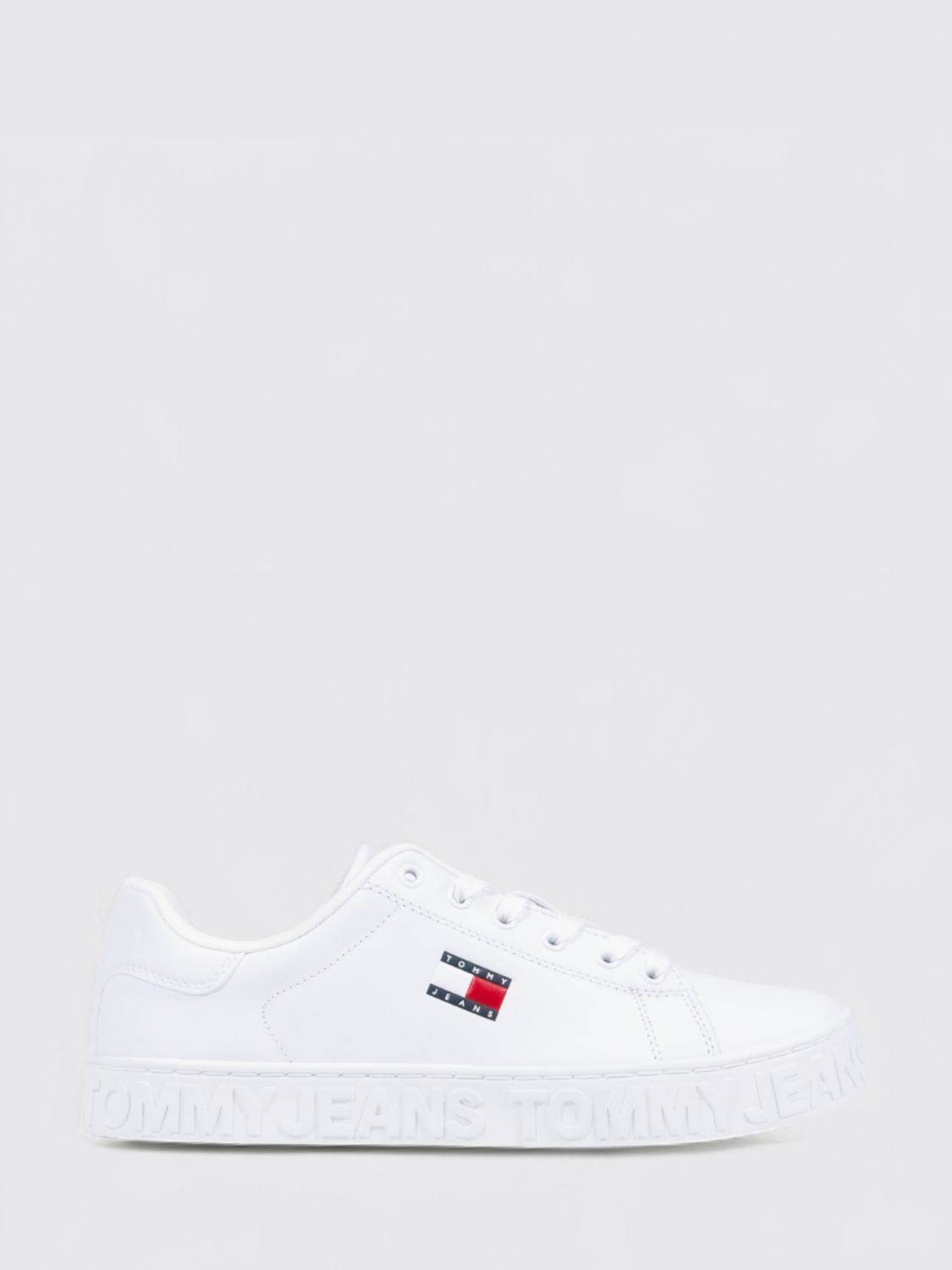 Tommy Jeans Retro Basket Leather Sneakers In White