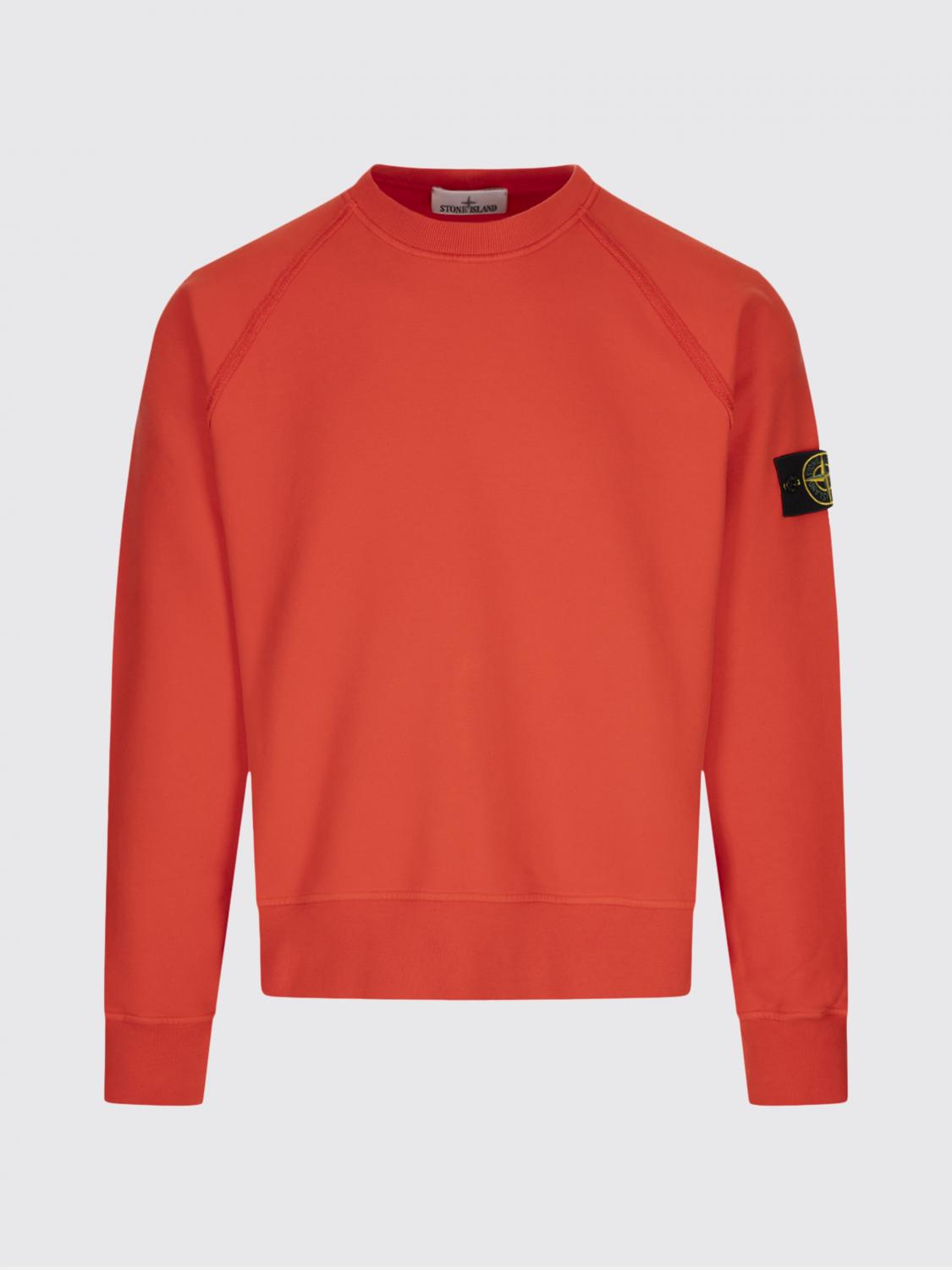 Stone Island Brushed Organic Cotton Fleece Crew Neck Sweatshirt In Red