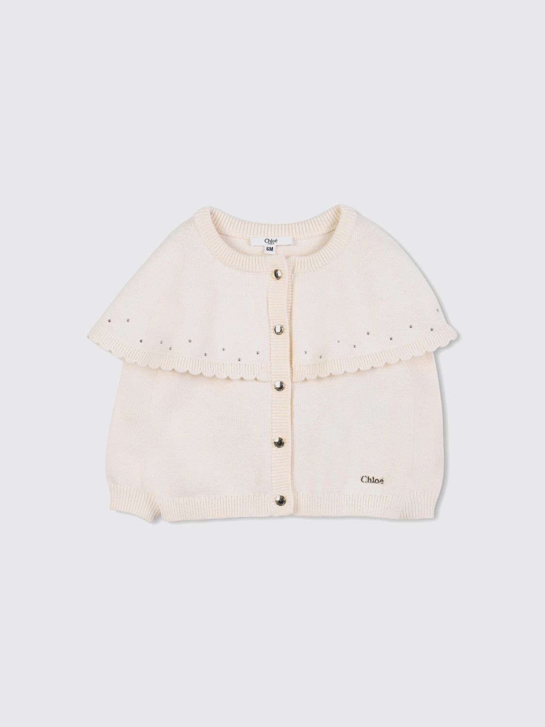 Chloé Ivory Cardigan For Baby Girl With Logo In Neutral