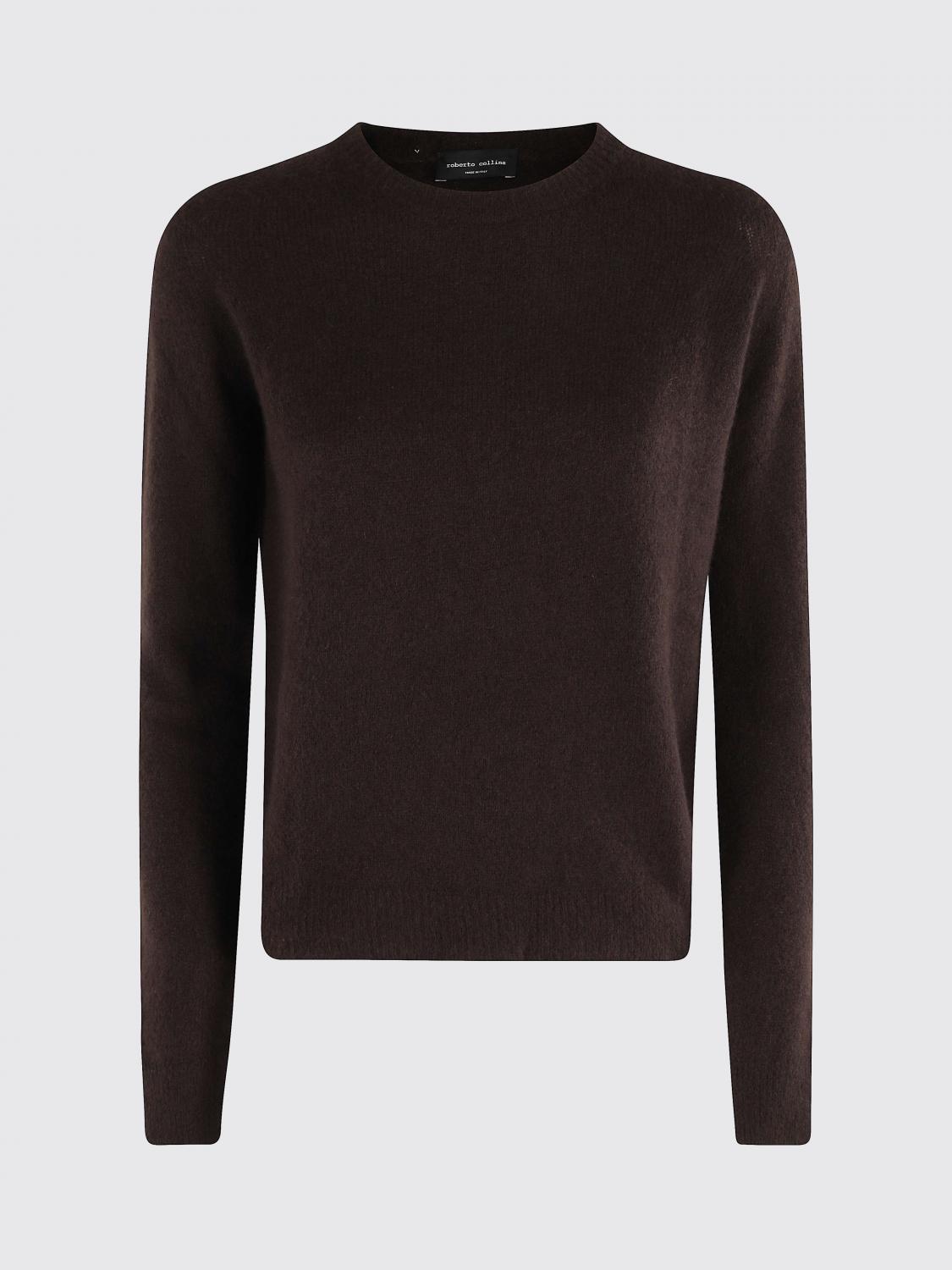 Roberto Collina Circle Neck Cashmere Blend Sweater In Brown