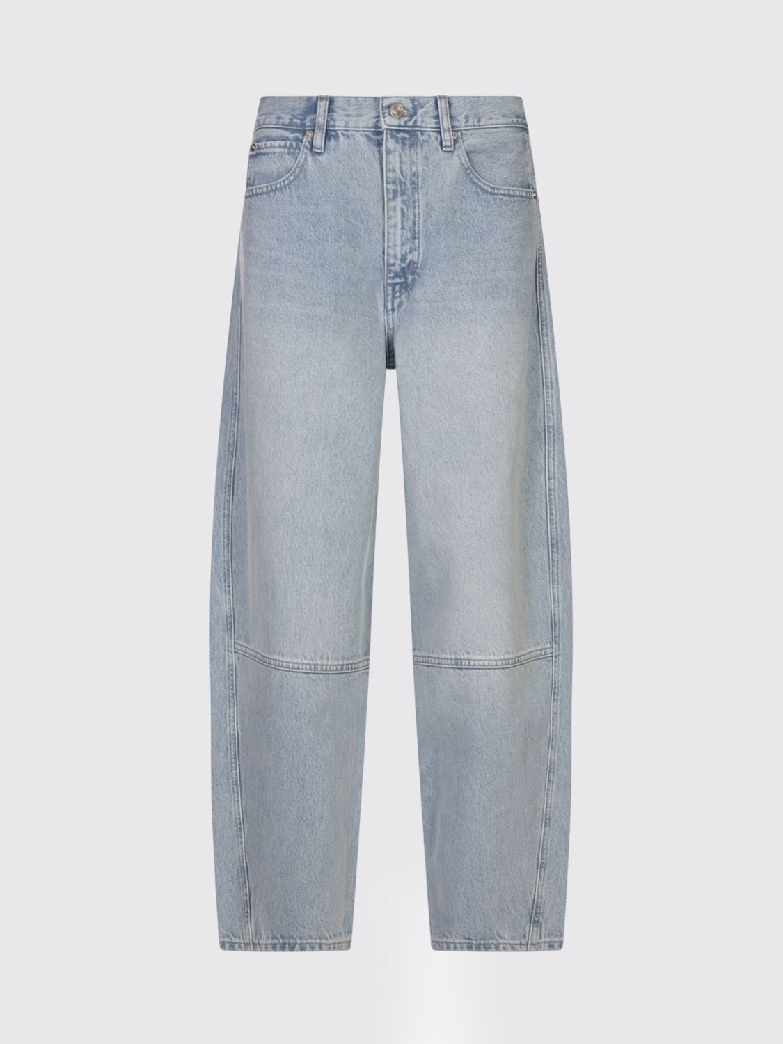 Frame Twisted High-rise Barrel Jeans In Never In Blue