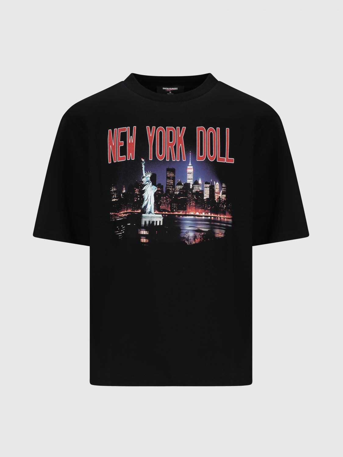 Dsquared2 Casual Cotton T-shirt With Nighttime Cityscape Print In Black