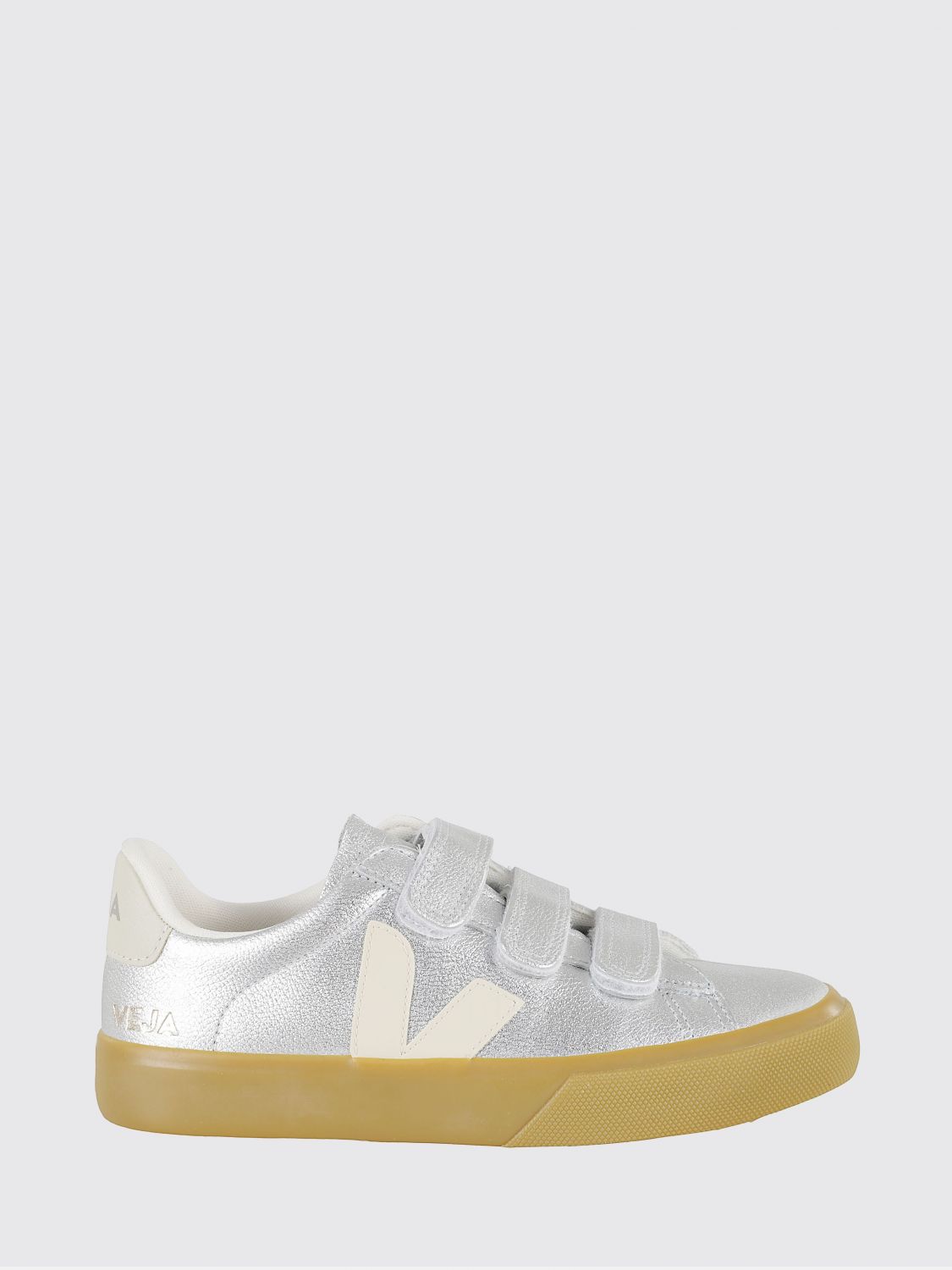Veja Recife Leather Sneaker In Silver Pierre In White