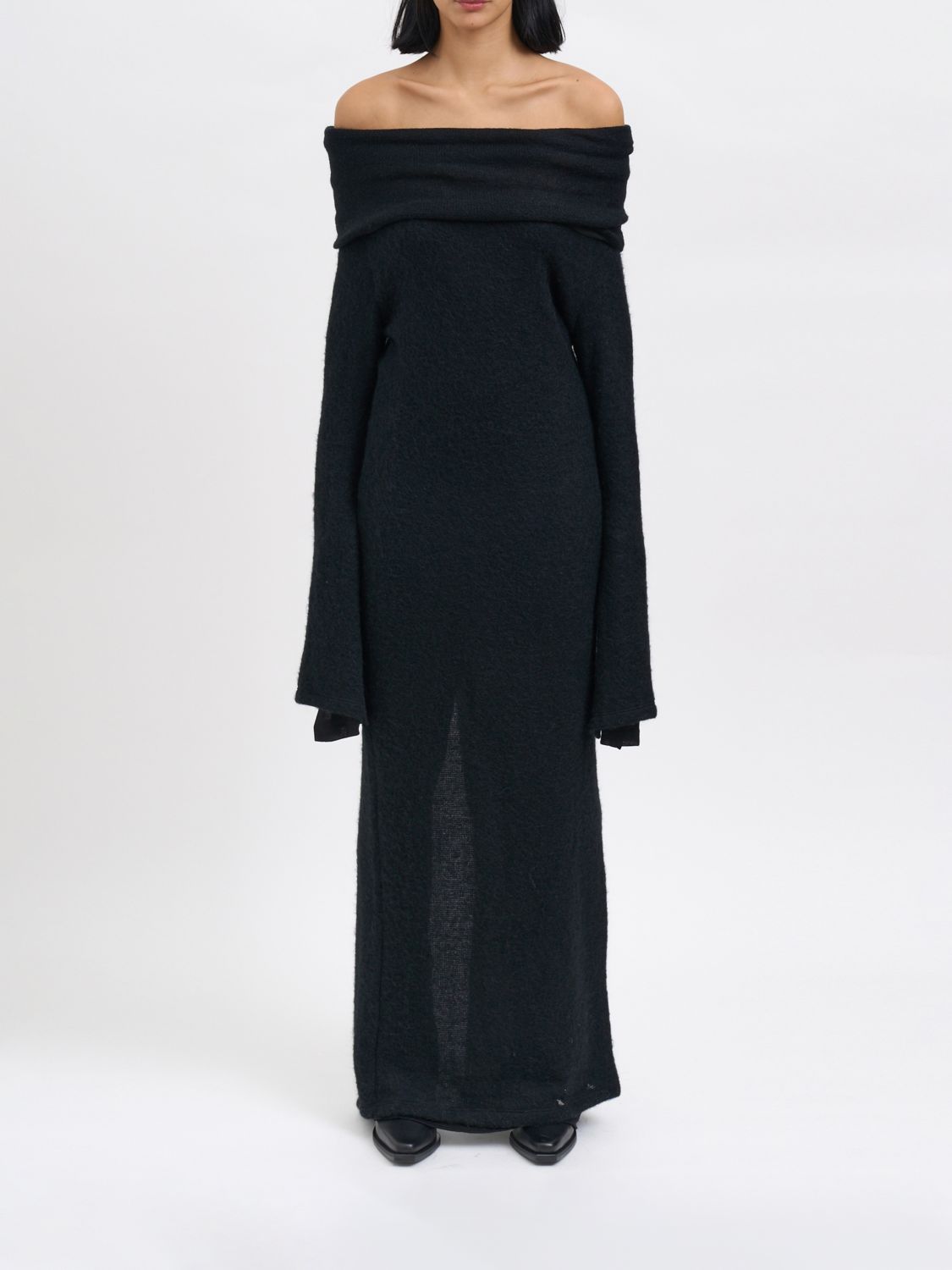 Andrea Ya'aqov Long Wool Dress In Black
