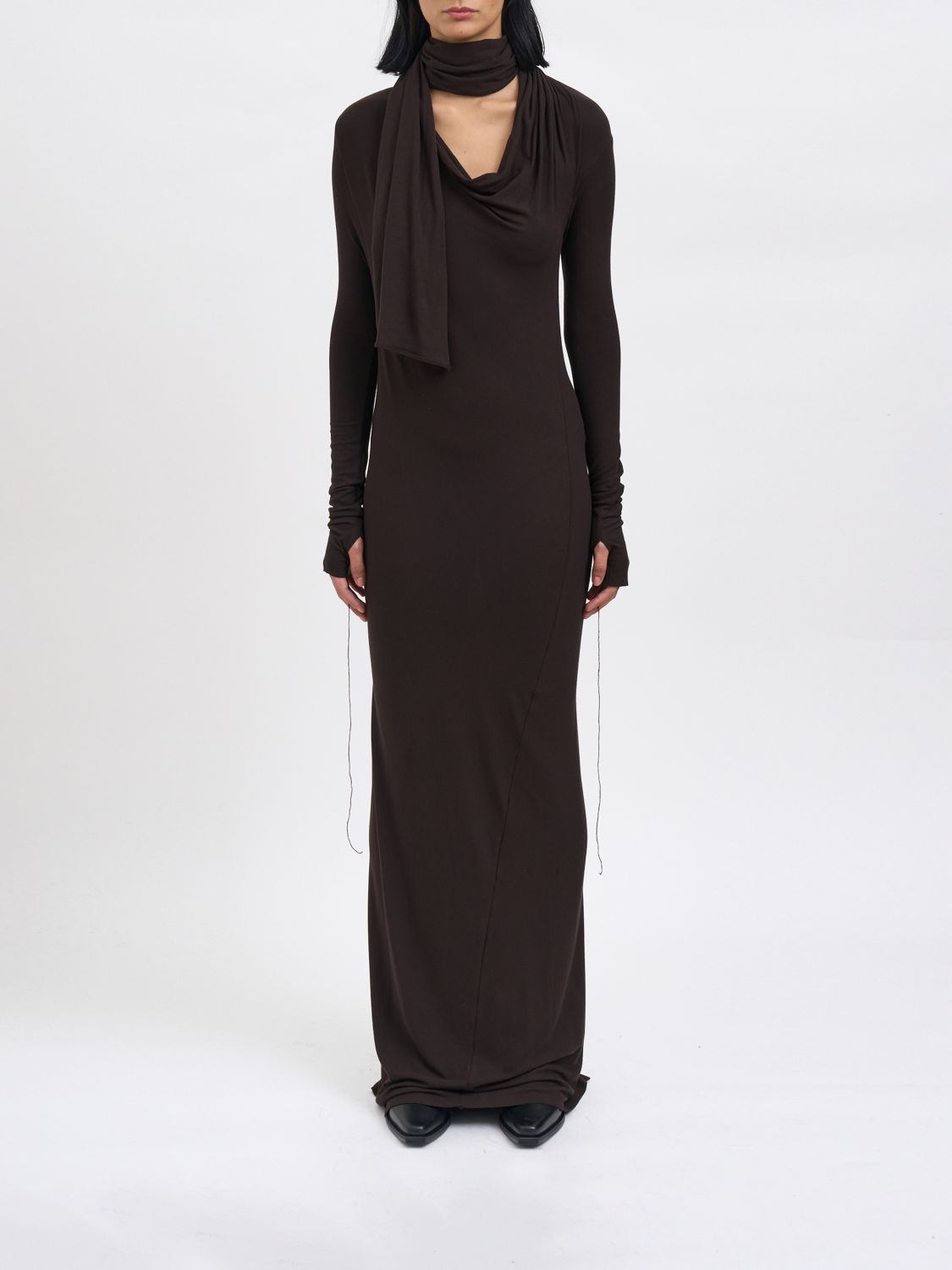 Andrea Ya'aqov Long Modal Dress In Brown