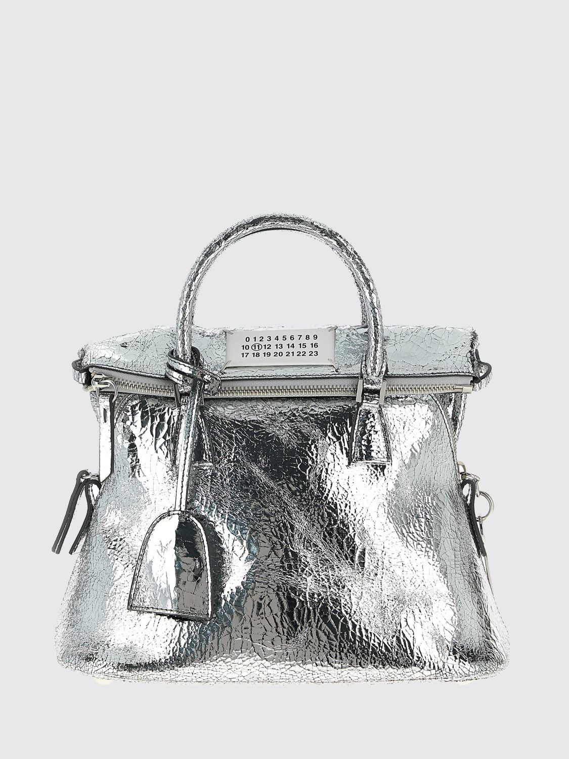 Maison Margiela Mini Handbag With Structured Top Handle In Silver