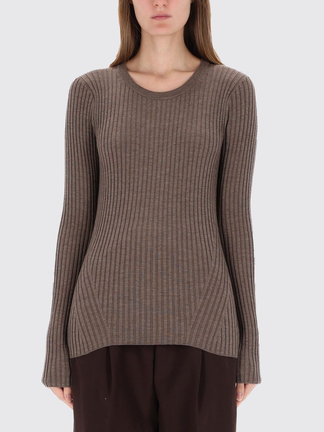 Helmut Lang Open Back Ribbed Top Light Brown Melange In Brown