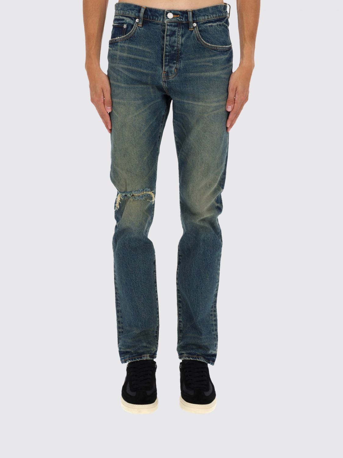 Purple Jeans  Men Color Denim In Blue