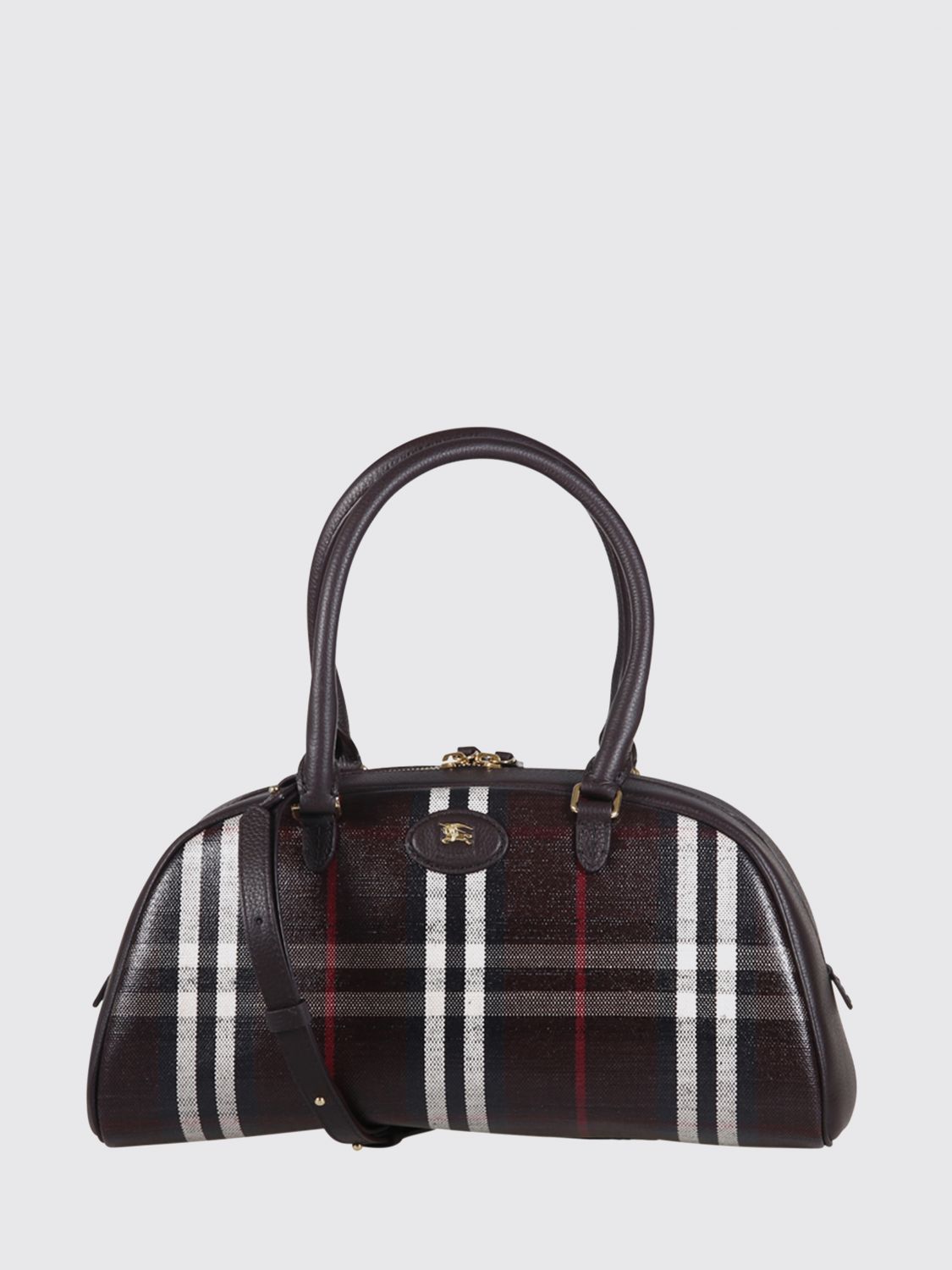 Burberry Structured Check Pattern Crossbody Bag In Burgundy