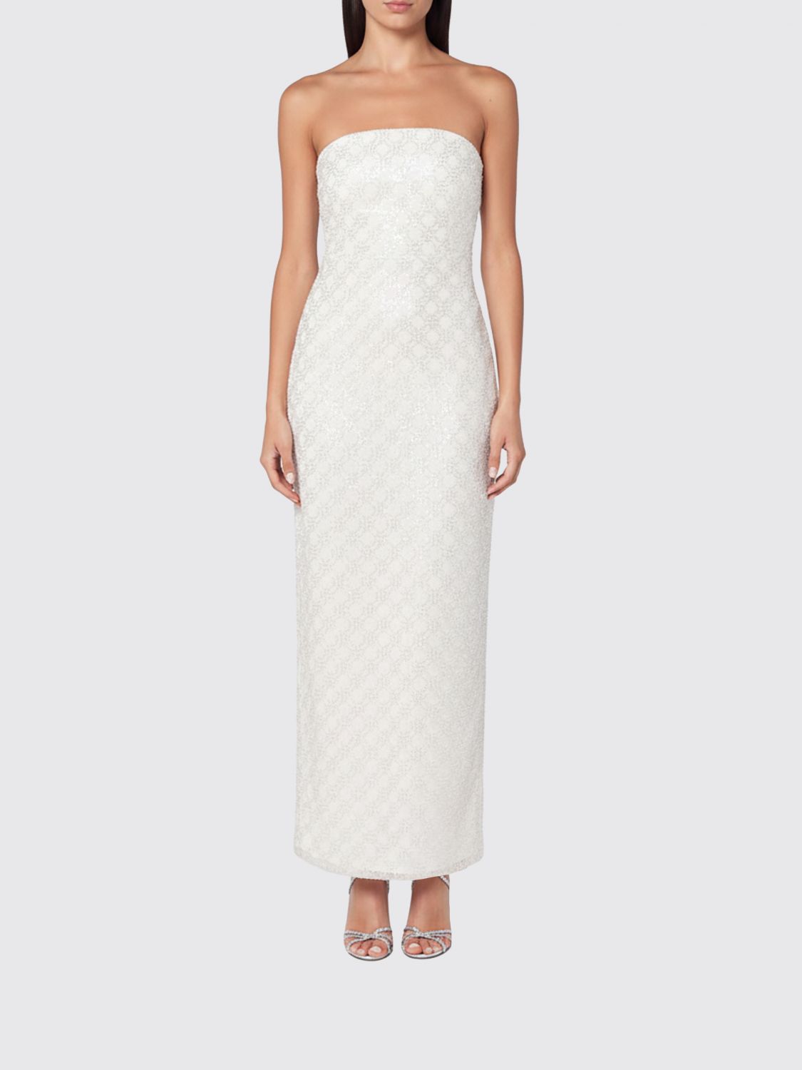 Rotate Birger Christensen Long Dress With Beads In White