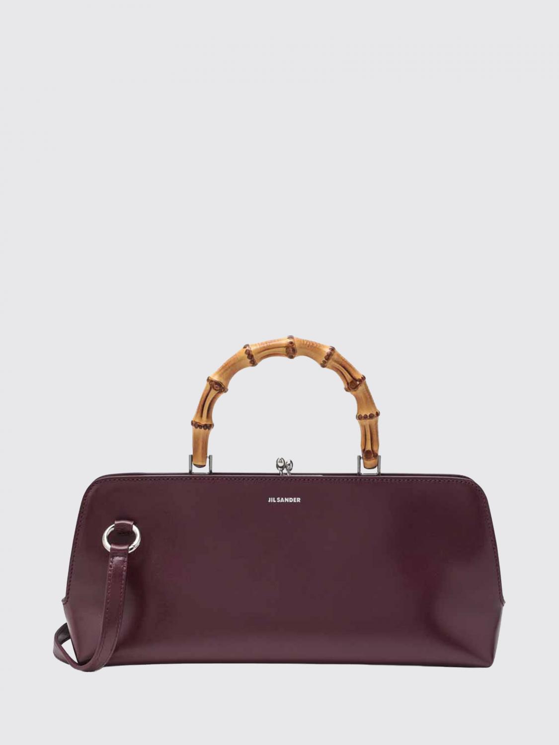 Jil Sander Small Bamboo Bag Goji In Burgundy