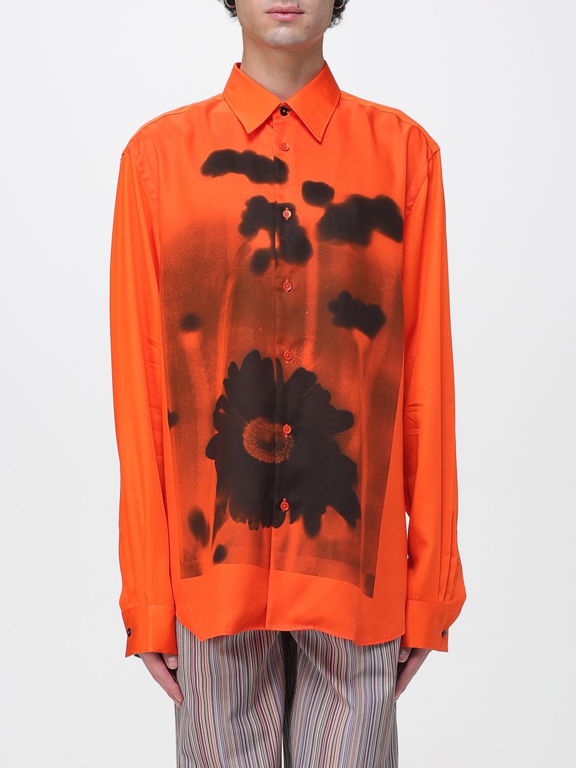 Paul Smith Red 'field Flowers' Print Lyocell Shirt In Multi