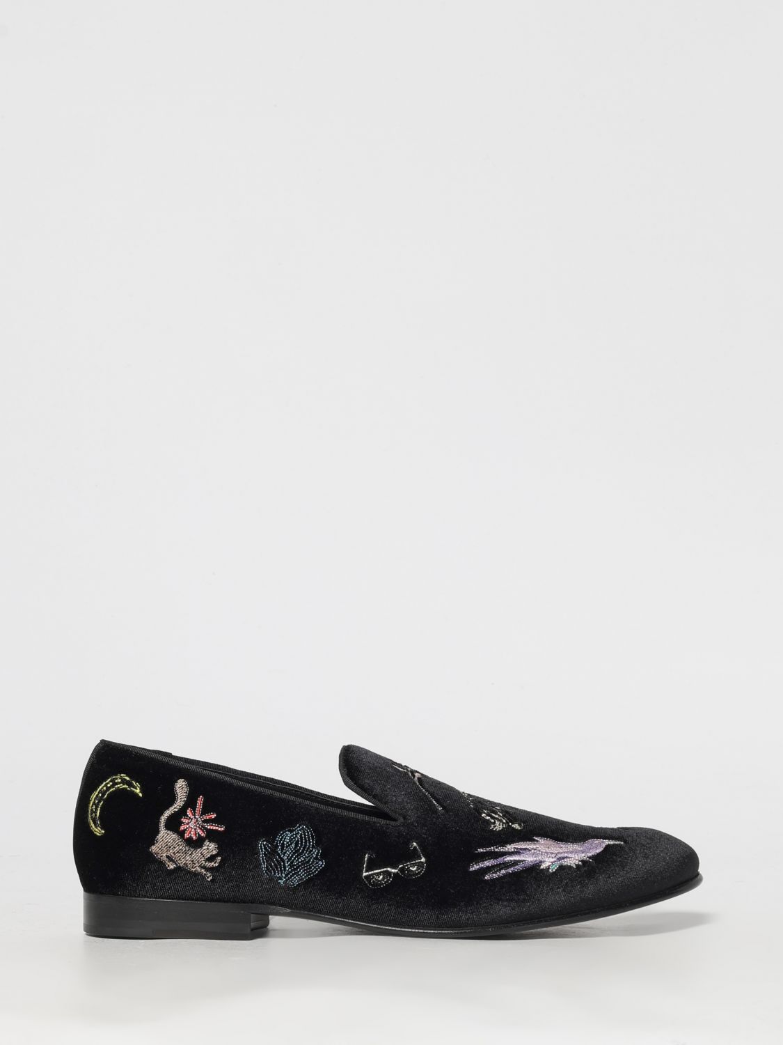 Paul Smith Black 'little Beasts' 'rudyard' Velvet Loafers In Black