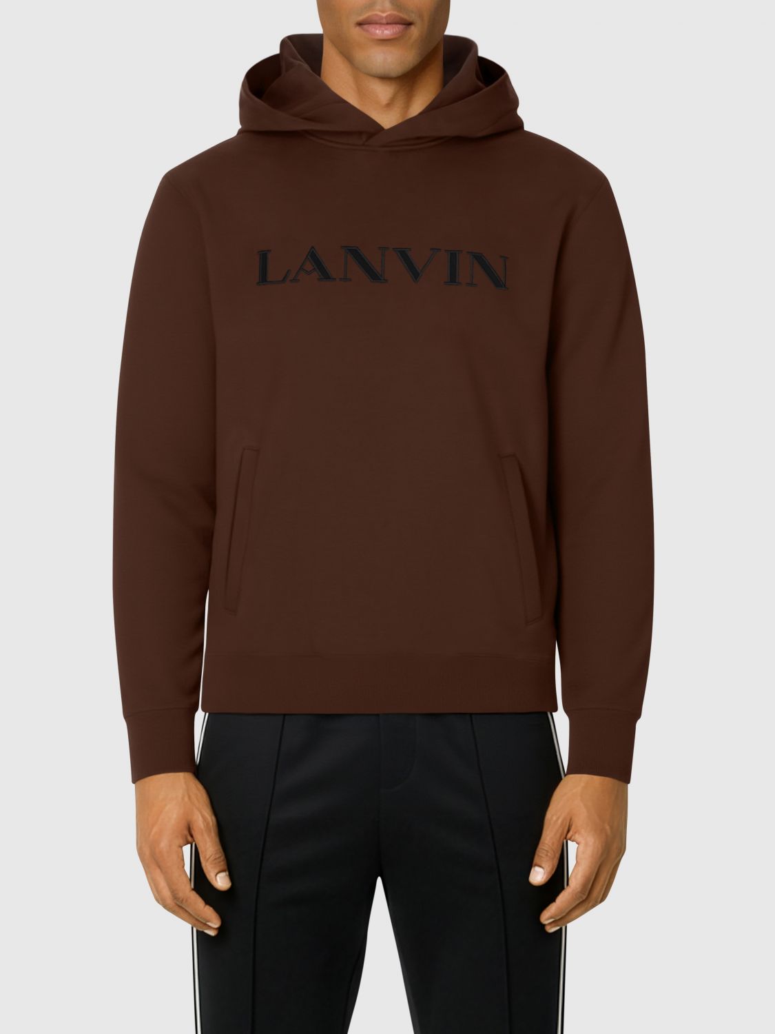 Lanvin Brown Logo Hoodie In Brown