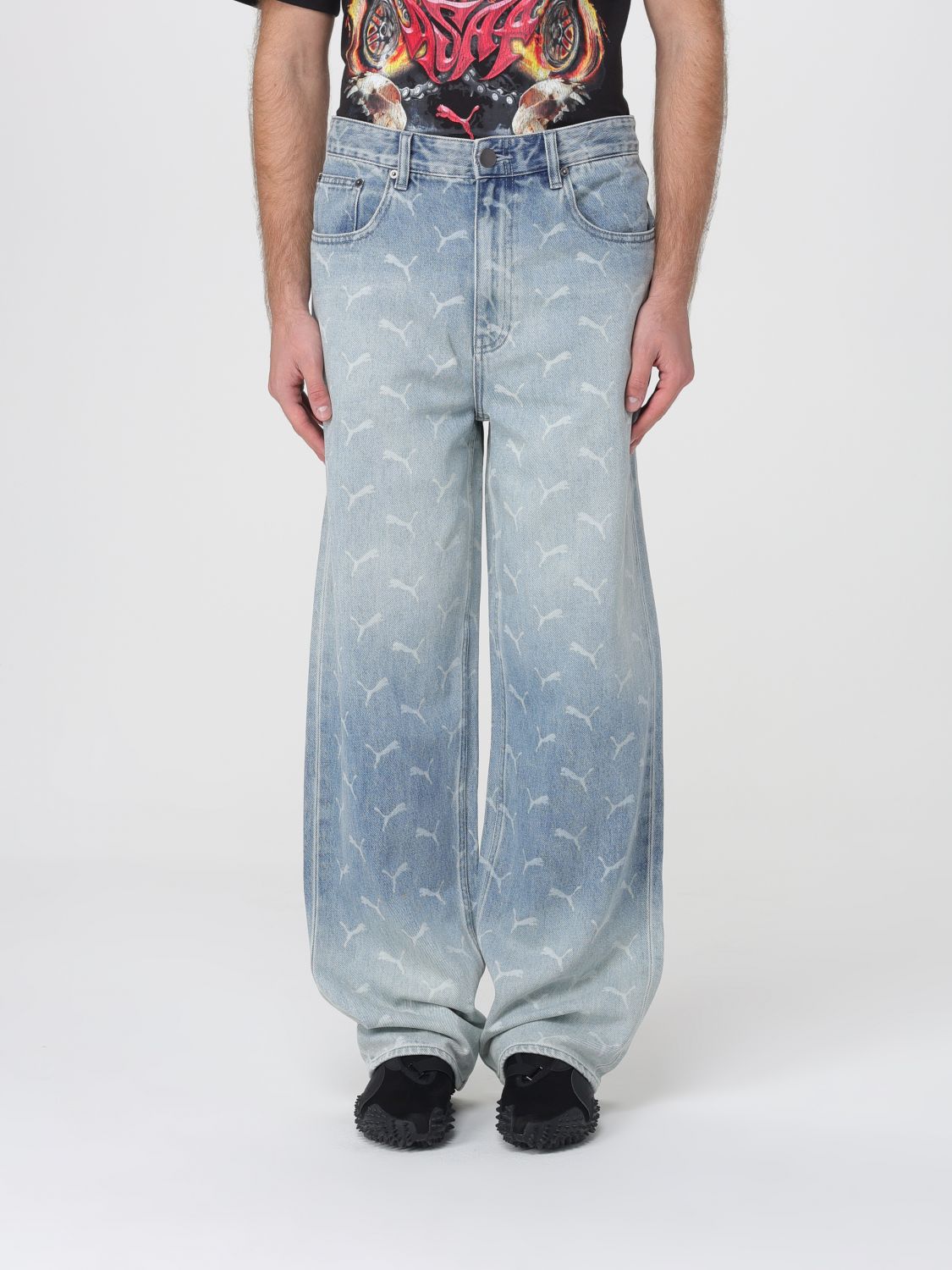 Jeans a gamba larga Puma in denim